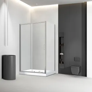 Душевой уголок Veconi Rovigo RV-046BС, 1300х700х1950, никель брашинг, стекло прозрачное